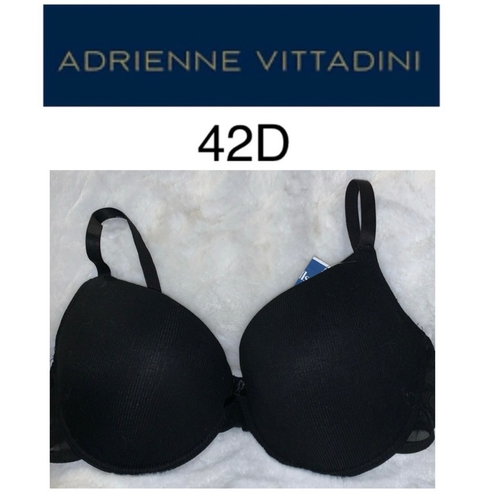 🎄🧑‍🎄 ADRIENNE VITTADINI Black Full Figure Bra NWT 42D